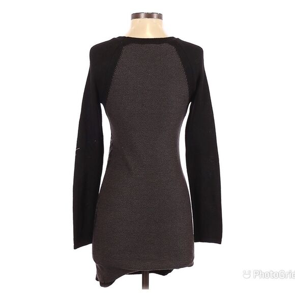 R+J COUTURE Leopard Print Sweater Dress Fitted Raglan‎ Sleeve Black Gray Small - Picture 2 of 11